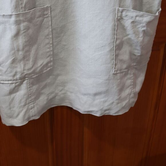 Eileen Fisher Tan Linen Shift Dress 100% Organic Linen Dress LG *stain - Picture 3 of 9